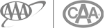 The image displays two logos, one with "AAA" and an orbit design, and the other with "CAA" inside an oval shape.