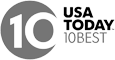 The image features the USA Today 10Best logo in grayscale.